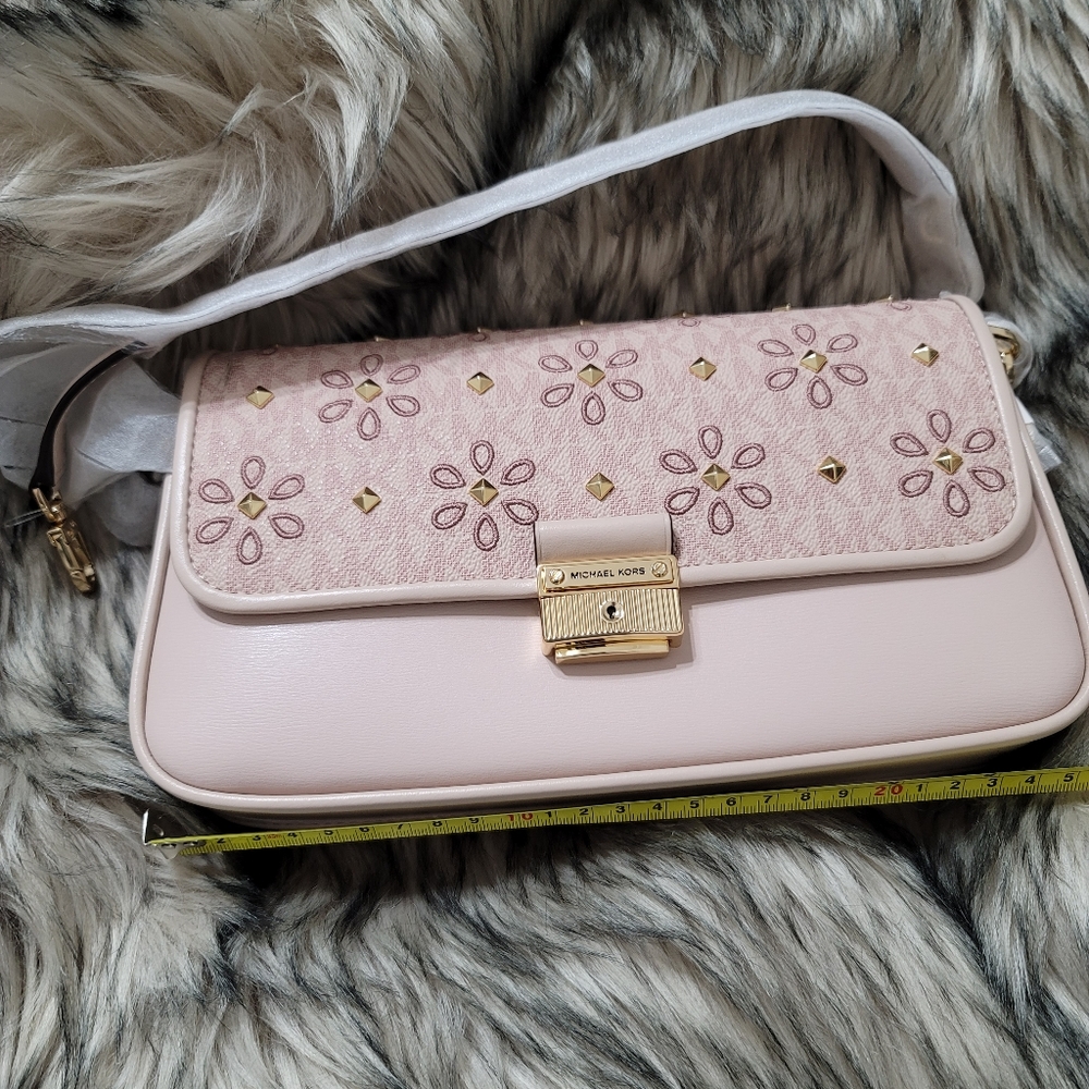 MICHAEL KORS Bradshaw Small Embellished Logo And Leather Convertible 